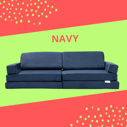 stackies in Navy is a modular play couch for modern families. part toy, part furniture, designed to spark imagination, movement, and meaningful connection