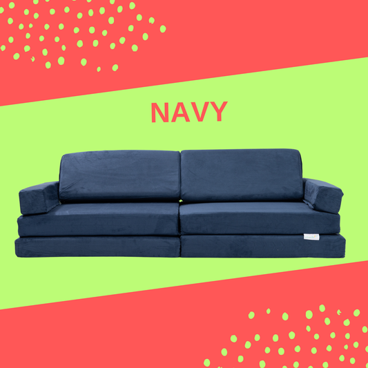 stackies in Navy is a modular play couch for modern families. part toy, part furniture, designed to spark imagination, movement, and meaningful connection